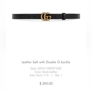 Gucci DOUBLE H black leather belt size EUR 100 or US 14/16